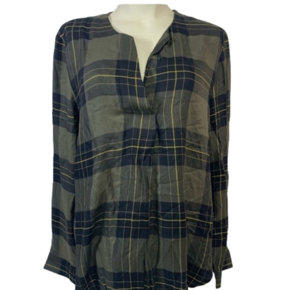 NWT JDY Fall Chills Green Plaid Blouse - Picture 1 of 6